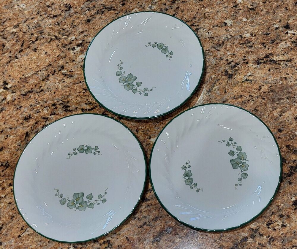 Corelle Callaway Ivy White with Green Ivy (Qty 3) Bread Plates 7 1/4"